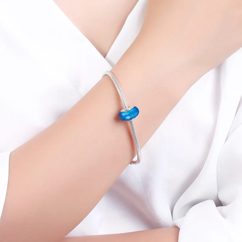 (bilde for) Pandora Style Blå Fasett Murano Glass Perle Charm - SCZ037 - Vis 5