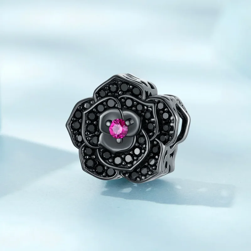 (bilde for) Pandora Style Black Rose Charm - SCC2380 - Vis 2