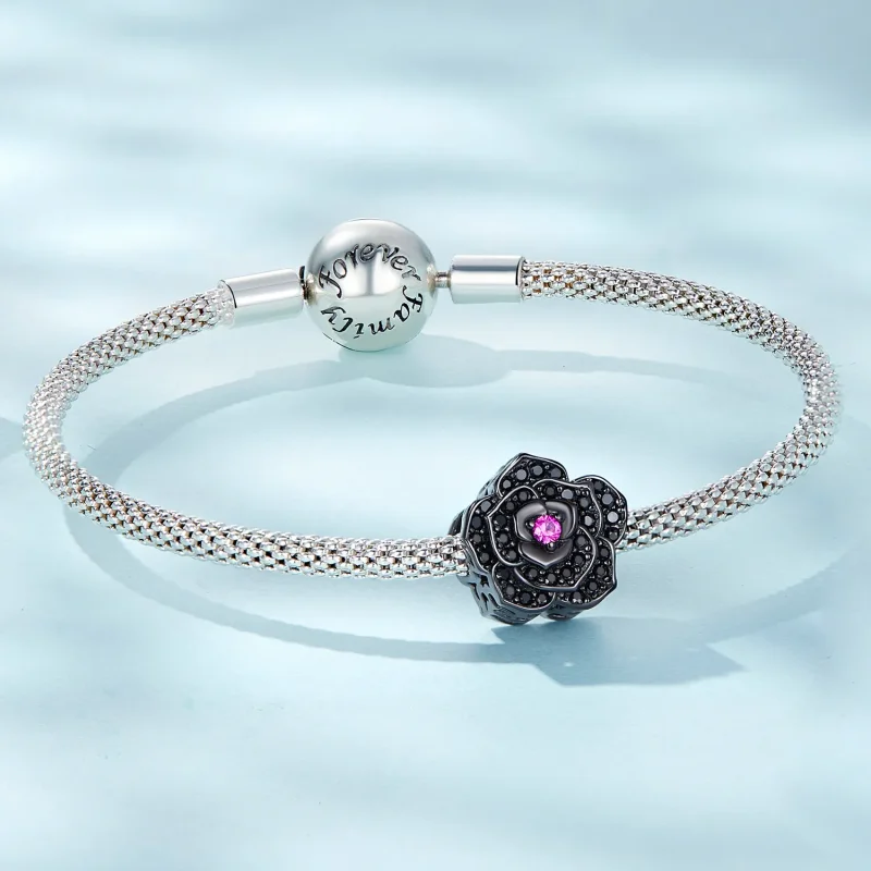 (bilde for) Pandora Style Black Rose Charm - SCC2380 - Vis 5