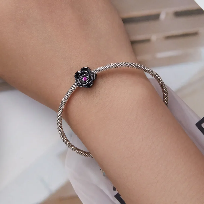 (bilde for) Pandora Style Black Rose Charm - SCC2380 - Vis 6