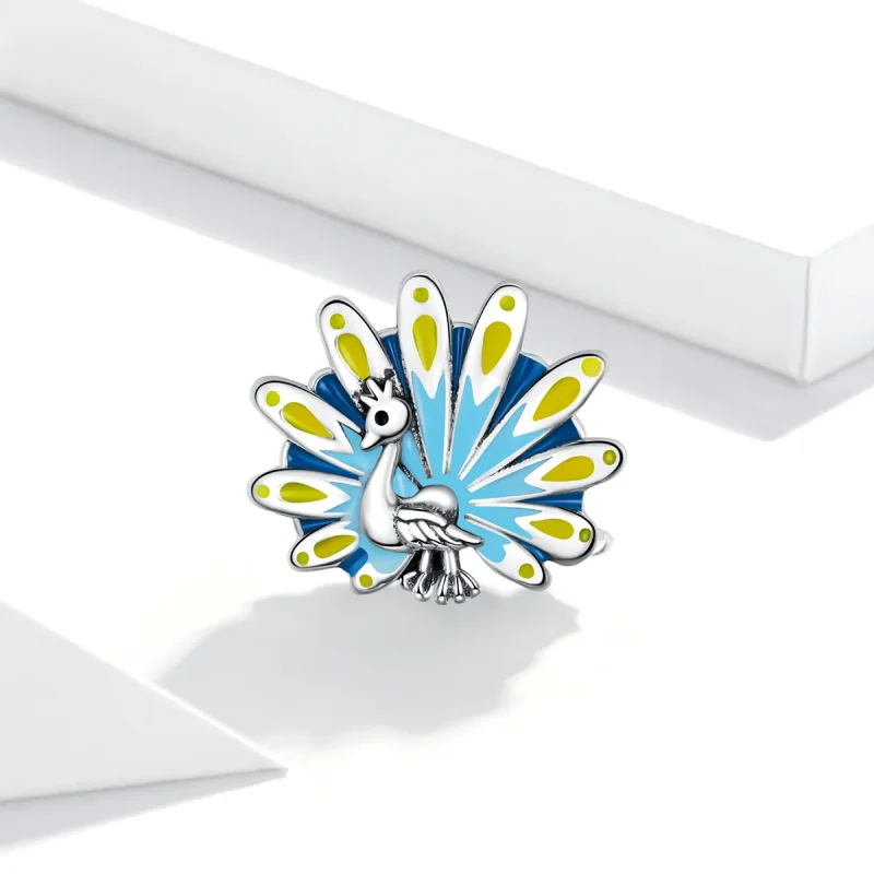 (bilde for) Pandora Style Blue Peacock Charm - SCC1644 - Vis 2