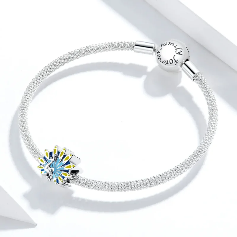 (bilde for) Pandora Style Blue Peacock Charm - SCC1644 - Vis 3