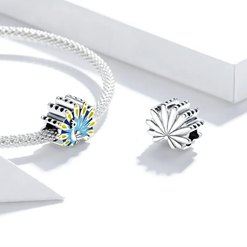 (bilde for) Pandora Style Blue Peacock Charm - SCC1644 - Vis 4