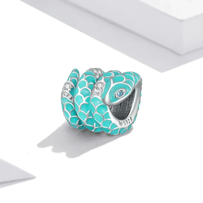 (bilde for) Pandora Style Blue Snake Charm - BSC576 - Vis 2