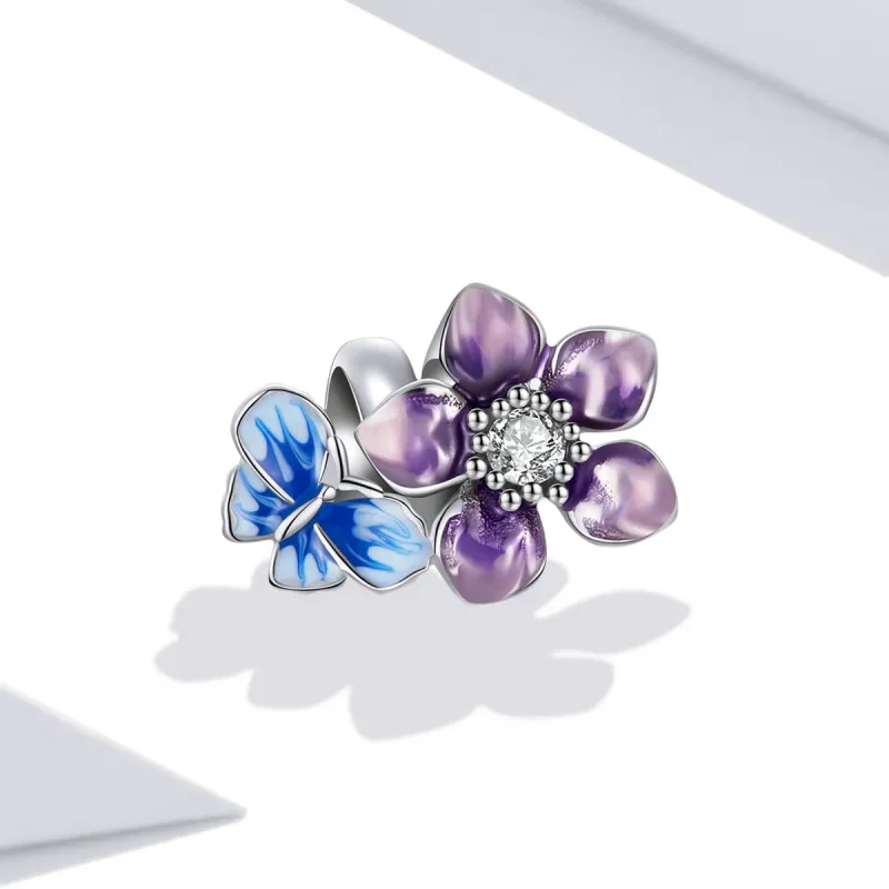 (bilde for) Pandora Style Butterfly Flower Charm - SCC2094 - Vis 2