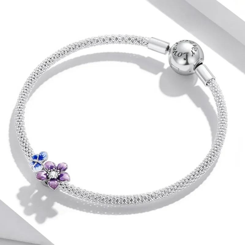 (bilde for) Pandora Style Butterfly Flower Charm - SCC2094 - Vis 3