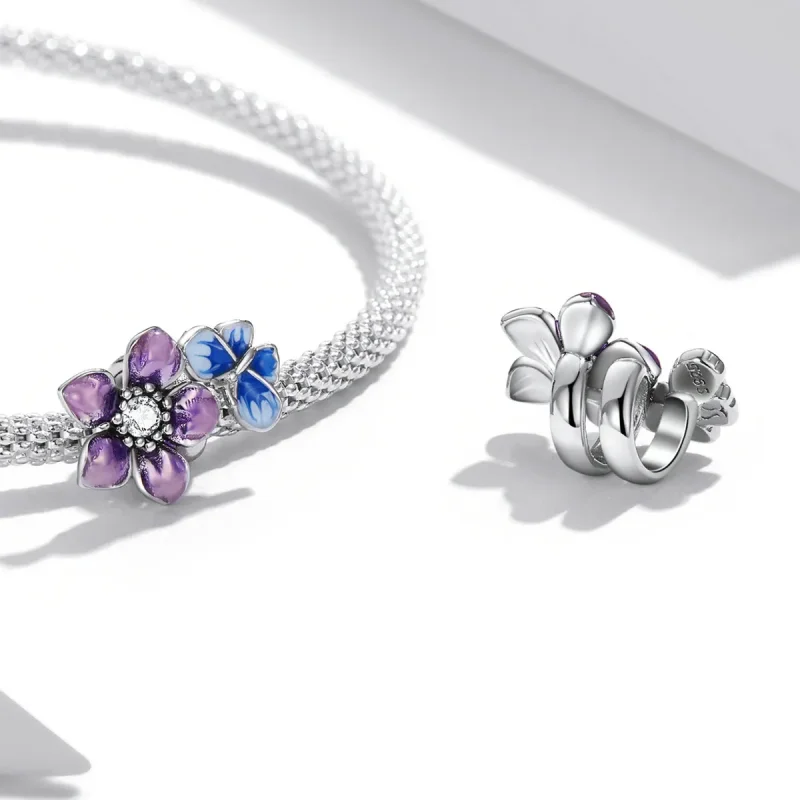 (bilde for) Pandora Style Butterfly Flower Charm - SCC2094 - Vis 4