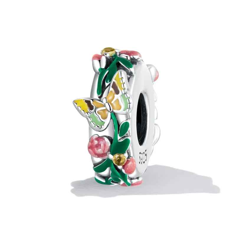 (bilde for) Pandora Style Butterfly Flower Spacer Charm - SCC2251 - Vis 2