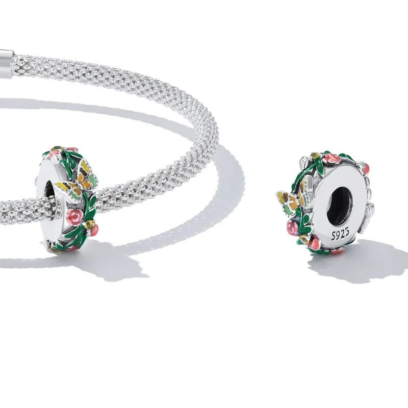 (bilde for) Pandora Style Butterfly Flower Spacer Charm - SCC2251 - Vis 4