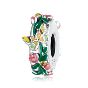 (bilde for) Pandora Style Butterfly Flower Spacer Charm - SCC2251