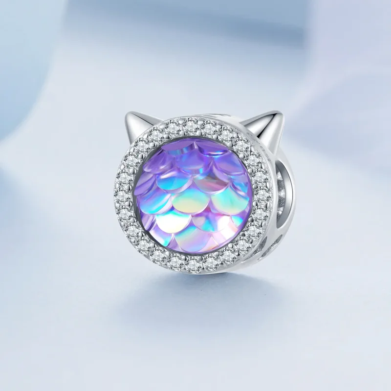(bilde for) Pandora Style Cat Head Fish Scale Charm - BSC703 - Vis 2