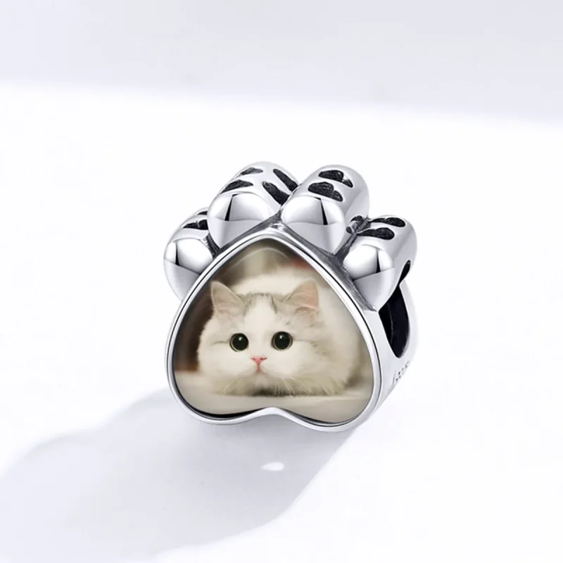 (bilde for) Pandora Style Cat Paw Personlig fotosmykke - SCC1436 - Vis 2