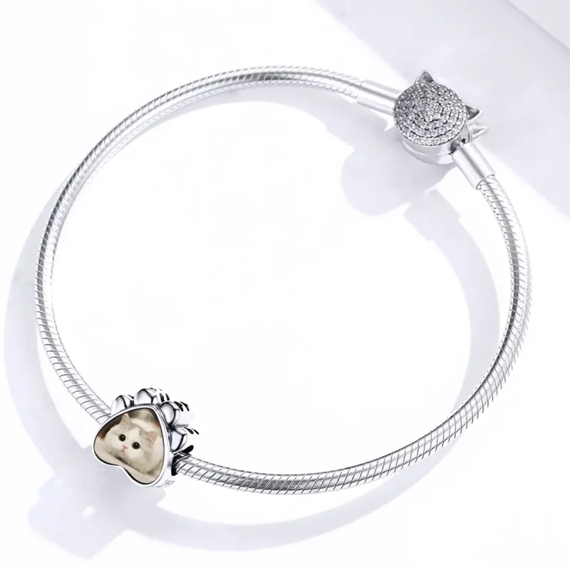 (bilde for) Pandora Style Cat Paw Personlig fotosmykke - SCC1436 - Vis 3