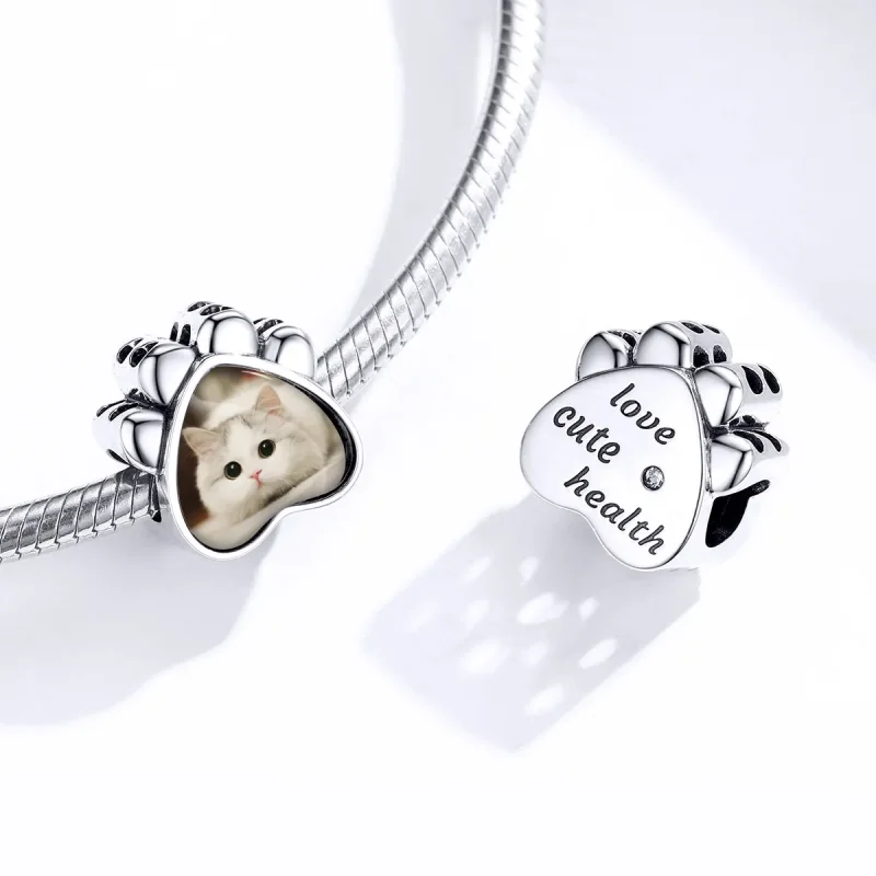 (bilde for) Pandora Style Cat Paw Personlig fotosmykke - SCC1436 - Vis 4