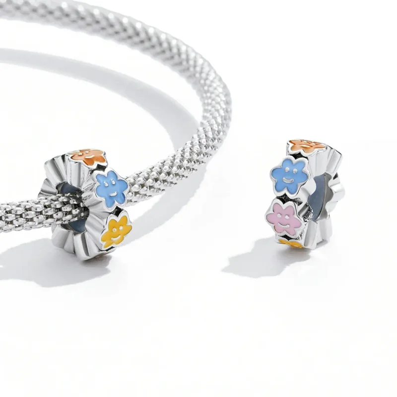 (bilde for) Pandora Style Colorful Cloud Smiley Face Charm - SCC2188 - Vis 3