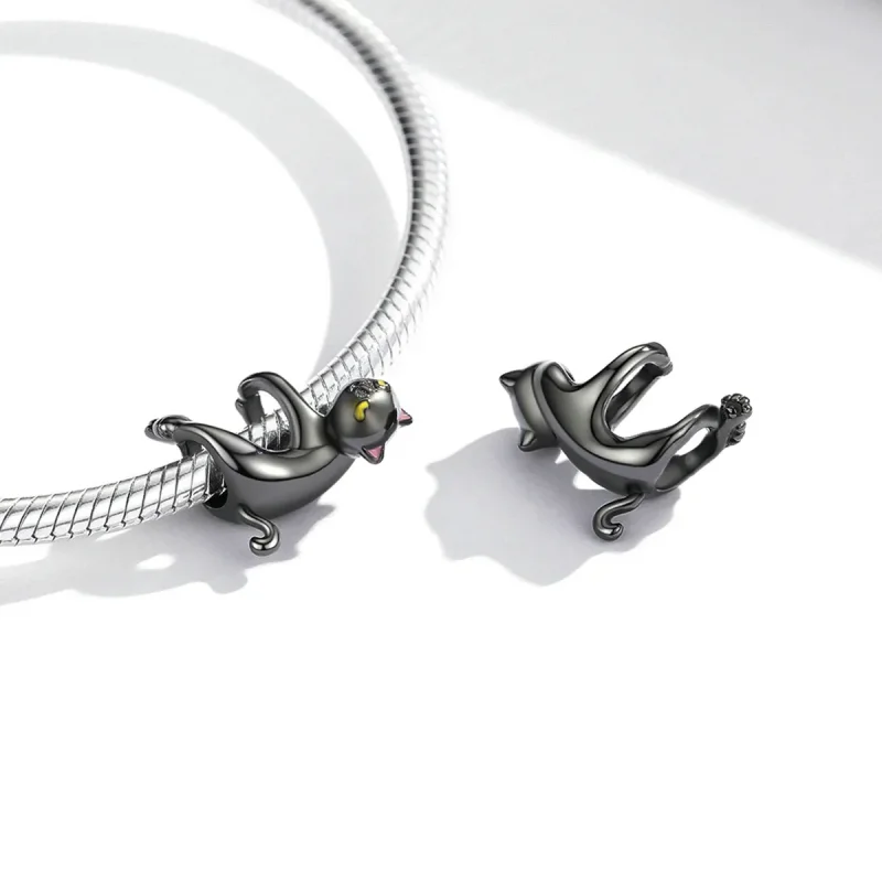 (bilde for) Pandora Style Cute Black Cat Charm - BSC520 - Vis 4
