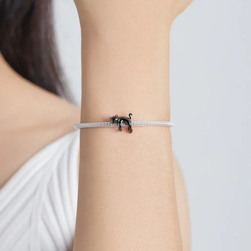 (bilde for) Pandora Style Cute Black Cat Charm - BSC520 - Vis 5
