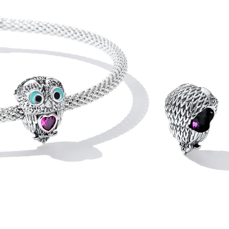 (bilde for) Pandora Style Cute Owl Charm - SCC2253 - Vis 4