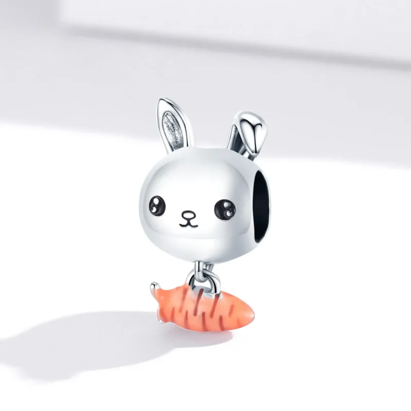 (bilde for) Pandora Style Cute Rabbit Gulrot Charm - BSC272 - Vis 2
