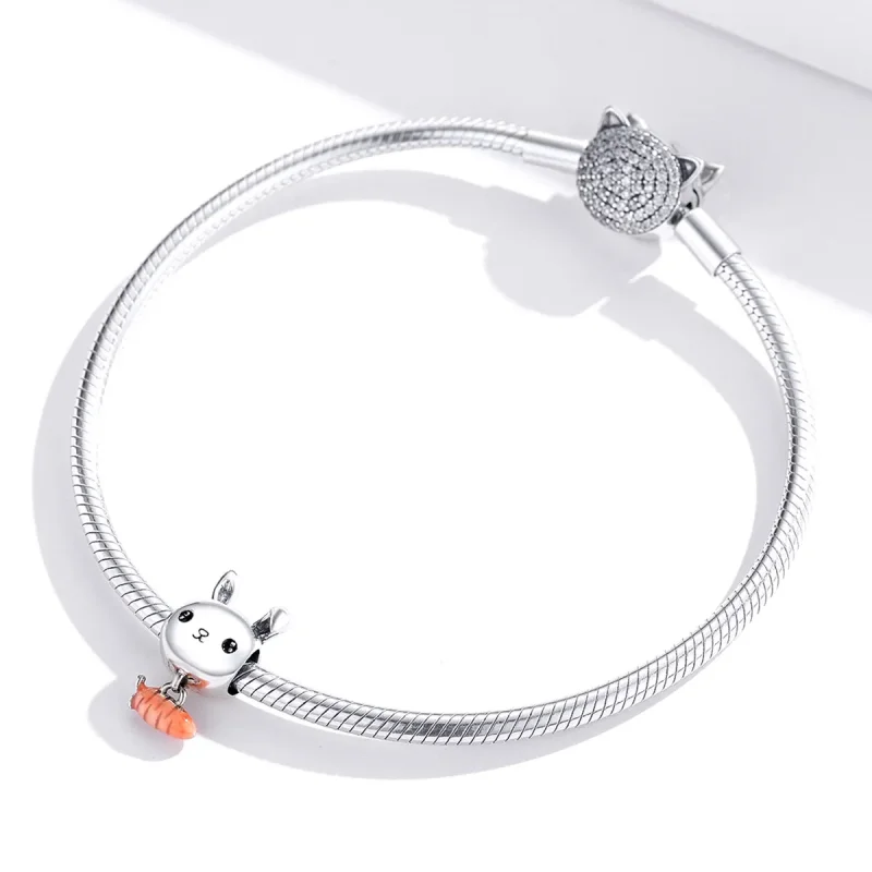 (bilde for) Pandora Style Cute Rabbit Gulrot Charm - BSC272 - Vis 3