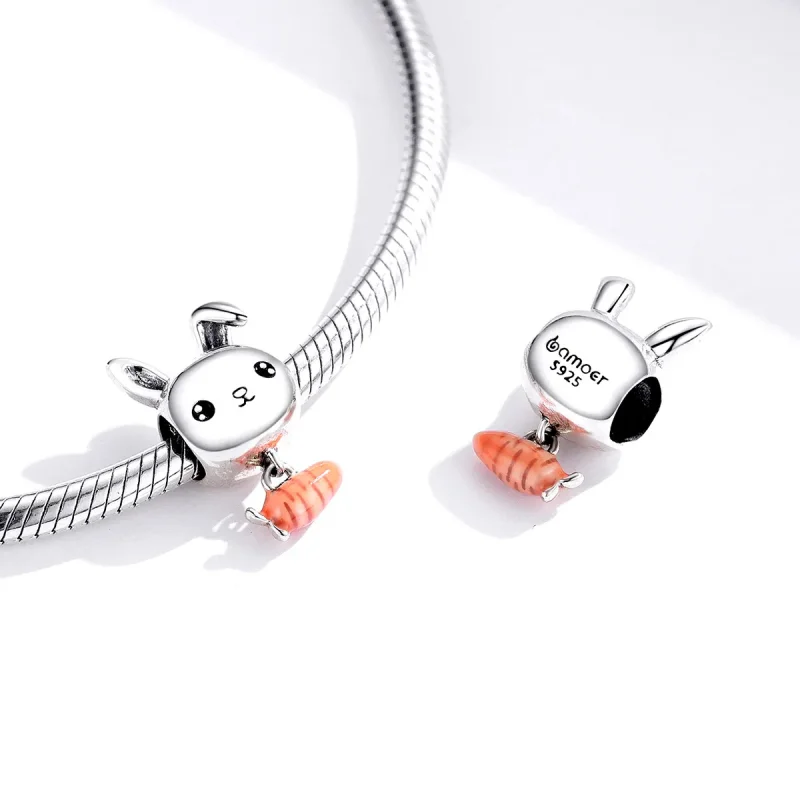 (bilde for) Pandora Style Cute Rabbit Gulrot Charm - BSC272 - Vis 4