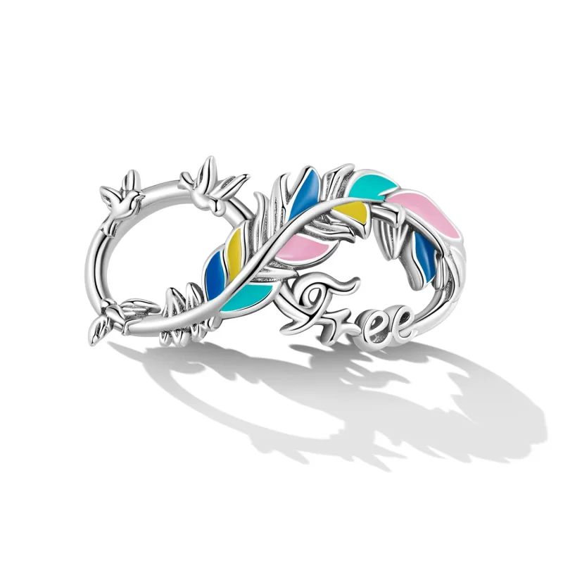 (bilde for) Pandora Style Feather Infinity Symbol Charm - SCC2322 - Vis 2
