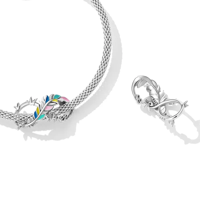 (bilde for) Pandora Style Feather Infinity Symbol Charm - SCC2322 - Vis 4