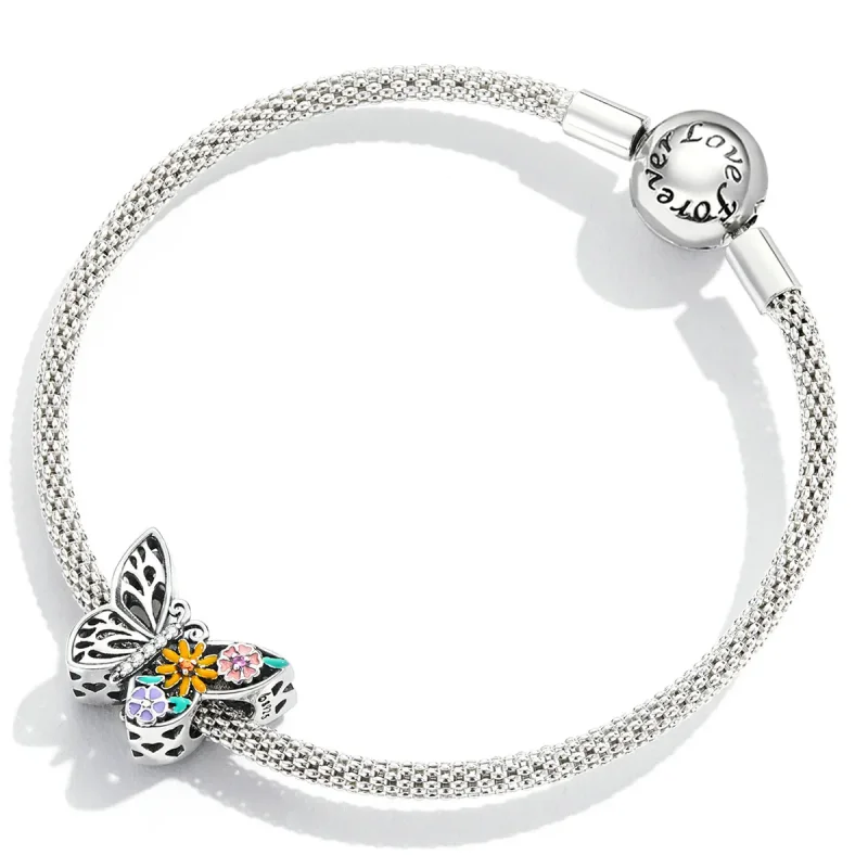 (bilde for) Pandora Style Flower Butterfly Charm - BSC588 - Vis 4