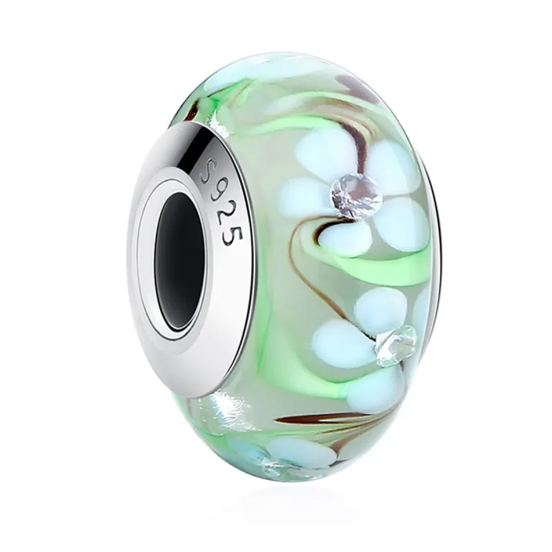 (bilde for) Pandora Style Flowers Murano Glass Charm - SCZ020 - Vis 2
