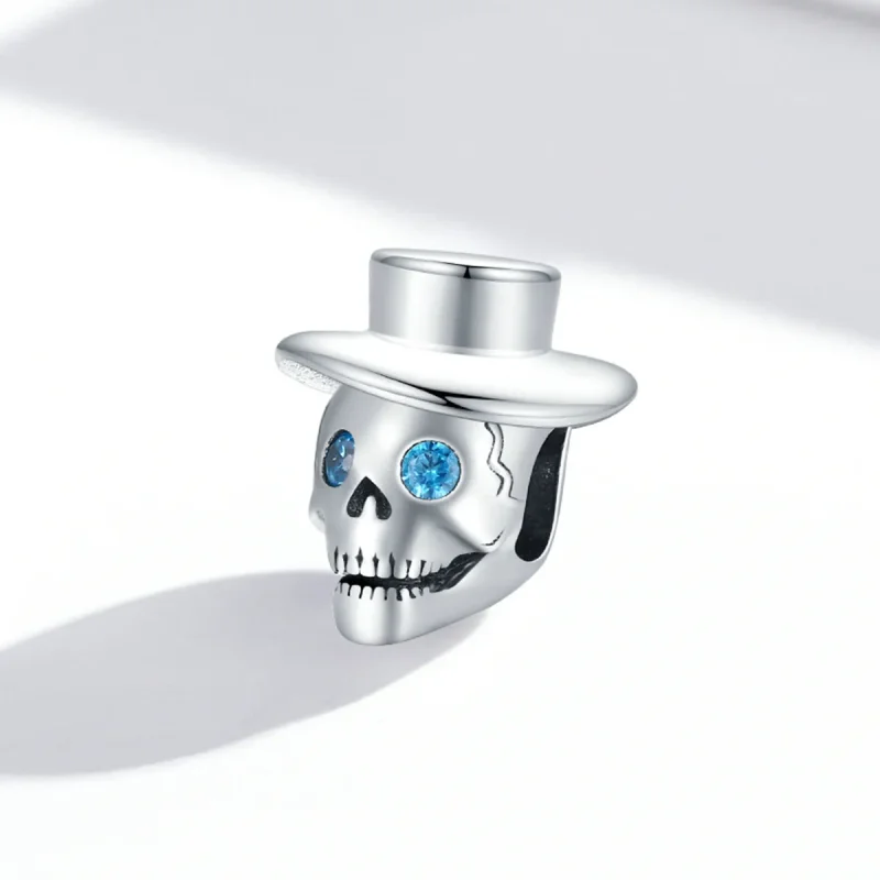 (bilde for) Pandora Style Gentleman Skull Charm - BSC525 - Vis 2