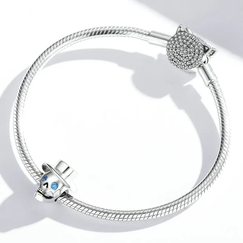 (bilde for) Pandora Style Gentleman Skull Charm - BSC525 - Vis 4
