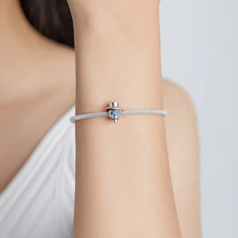 (bilde for) Pandora Style Gentleman Skull Charm - BSC525 - Vis 5