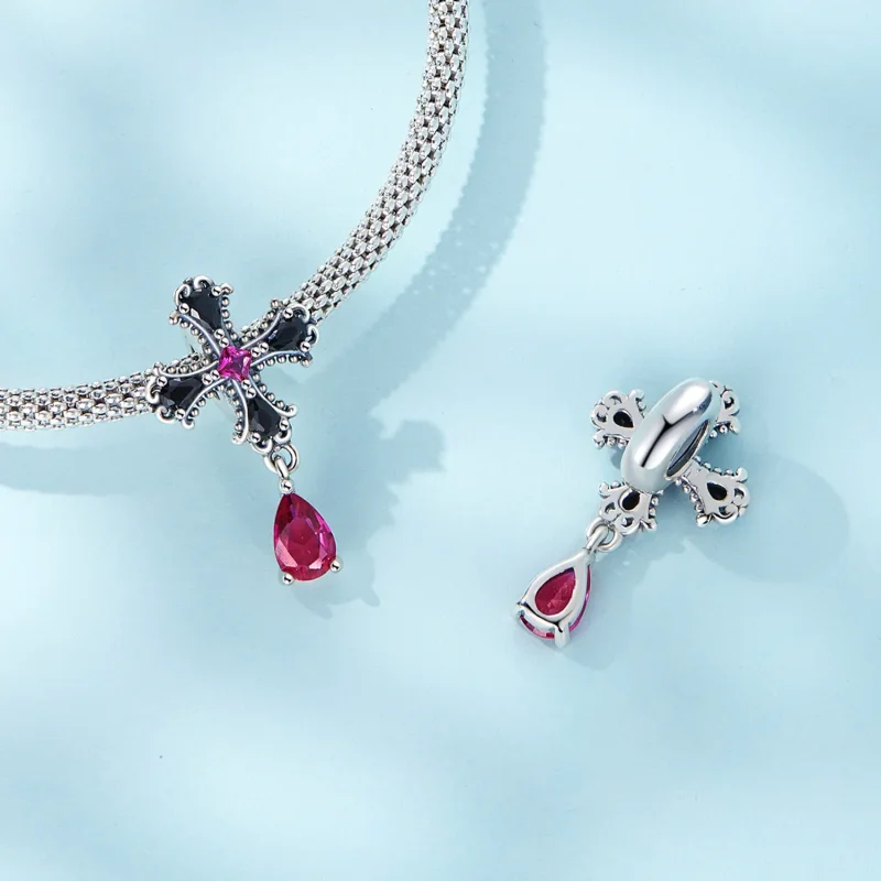 (bilde for) Pandora Style Gothic Cross Spacer Charm - SCC2381 - Vis 4