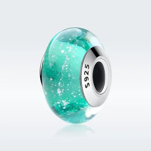 (bilde for) Pandora Style Grønn Murano Glass Charm - SCZ021