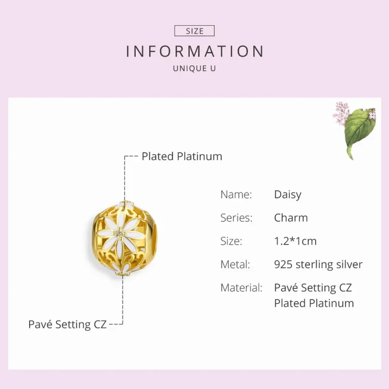 (bilde for) Pandora Style gullbelagt tusenfryd sjarm - SCC1216 - Vis 3