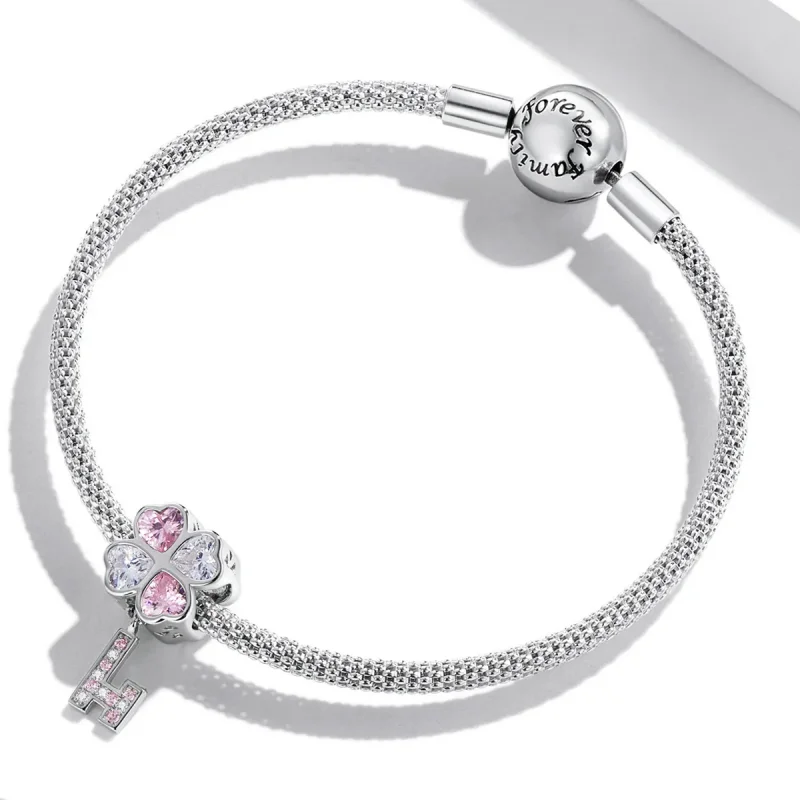 (bilde for) Pandora Style Heart Clover Key Charm - SCC2123 - Vis 3