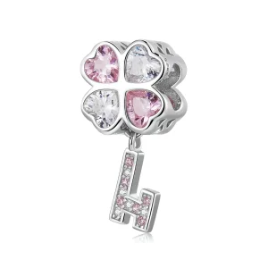 (bilde for) Pandora Style Heart Clover Key Charm - SCC2123