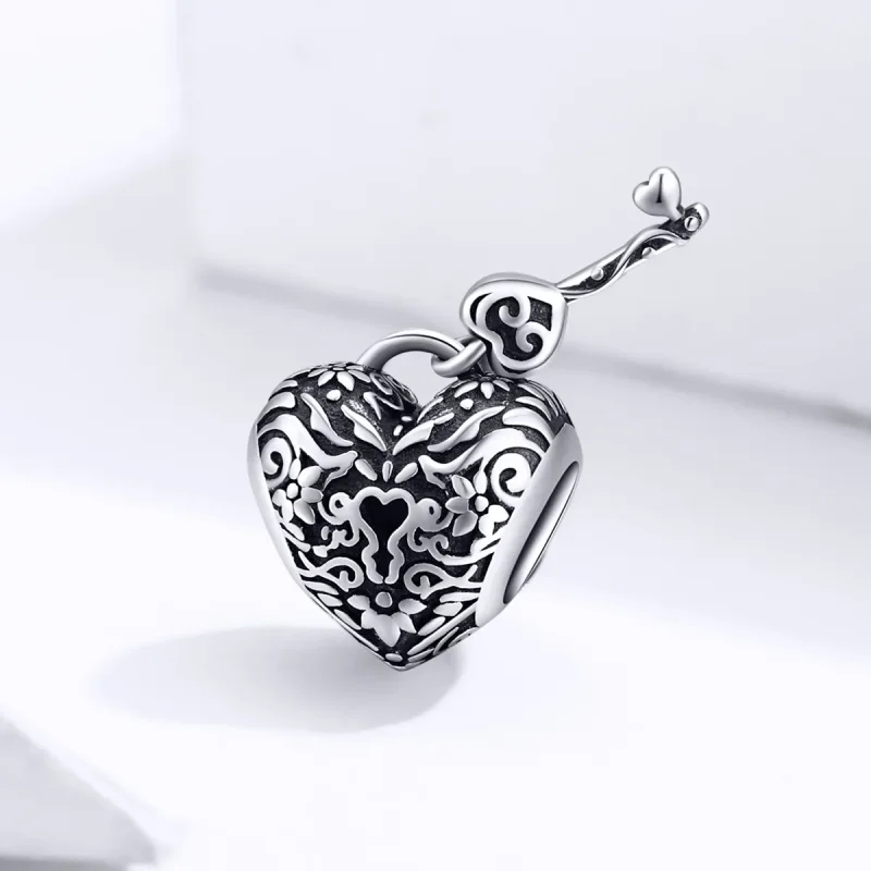 (bilde for) Pandora Style Heart Lock Charm - SCC1447 - Vis 2