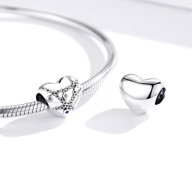 (bilde for) Pandora Style Heart Lock Charm - SCC1538 - Vis 2