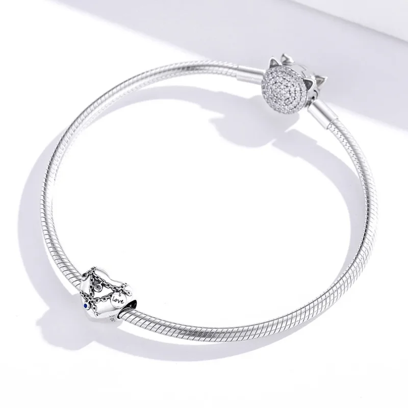 (bilde for) Pandora Style Heart Lock Charm - SCC1538 - Vis 3