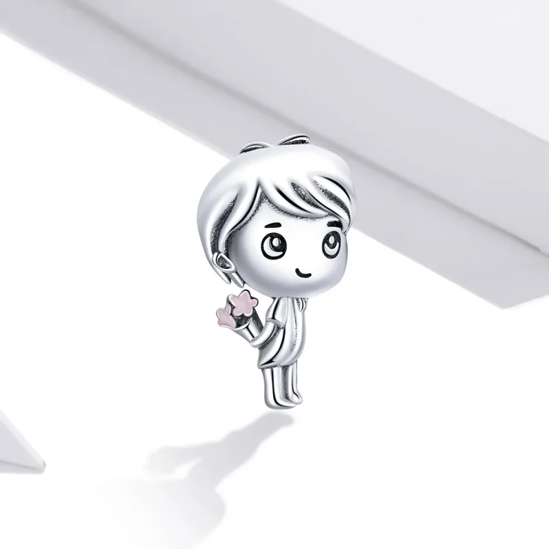 (bilde for) Pandora Style Heartbeat Boy Charm - BSC400 - Vis 2