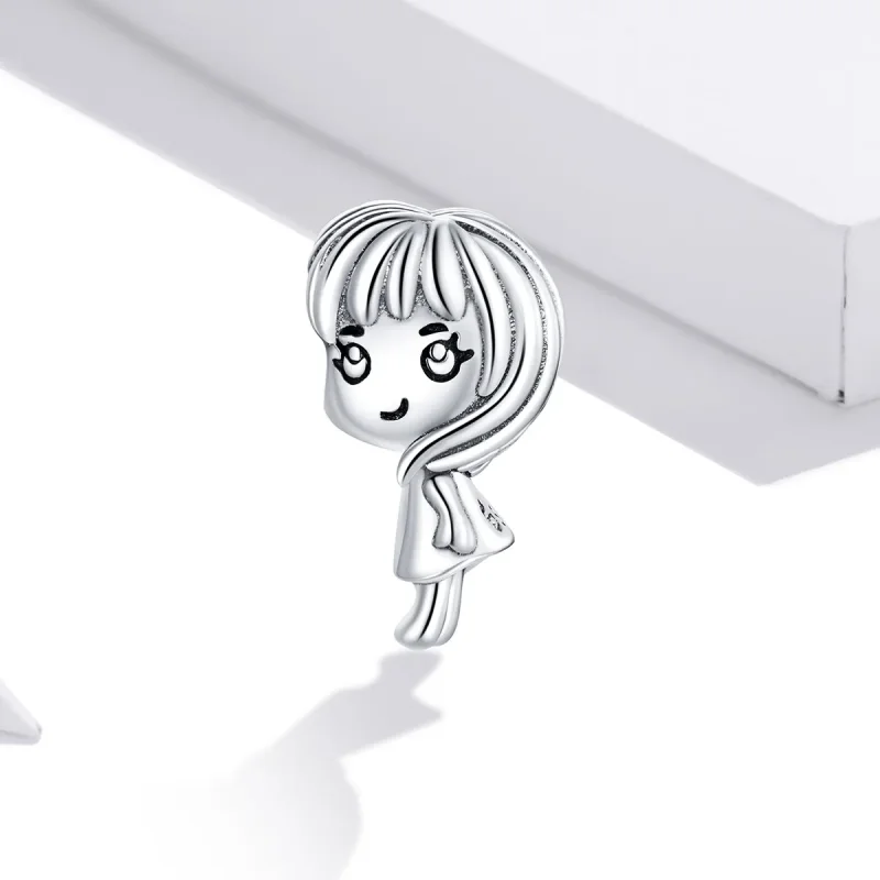 (bilde for) Pandora Style Heartbeat Girl Charm - BSC399 - Vis 2