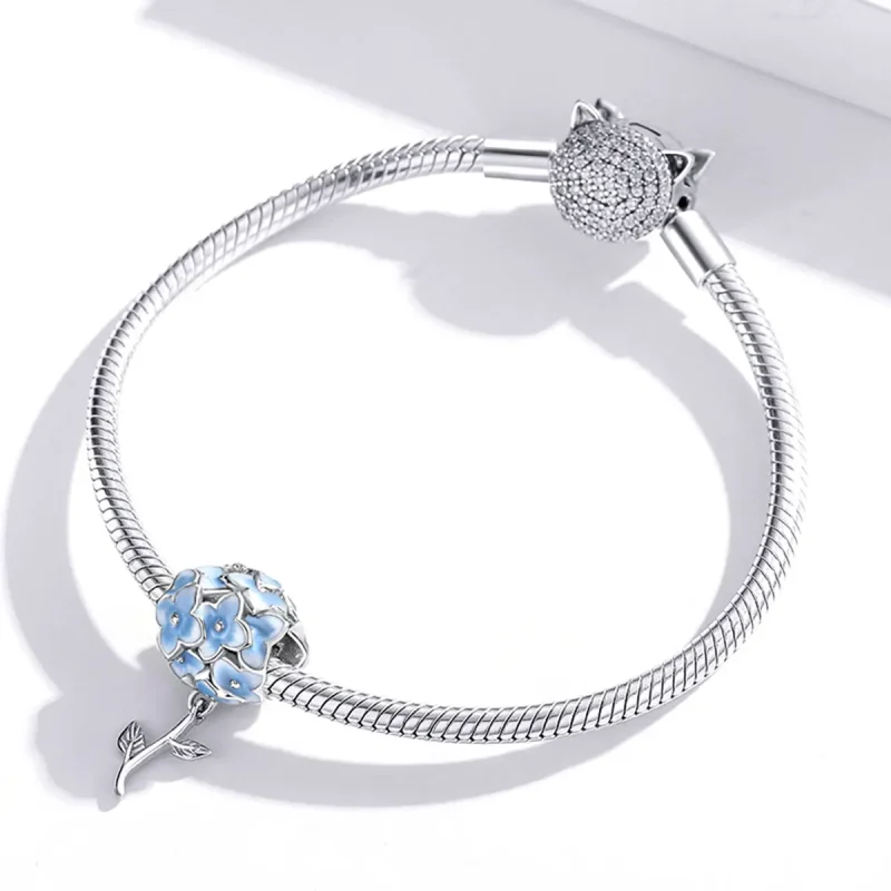 (bilde for) Pandora Style Hydrangea Charm - BSC392 - Vis 3