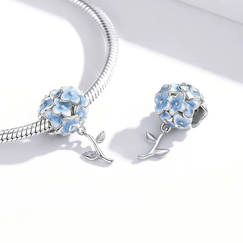 (bilde for) Pandora Style Hydrangea Charm - BSC392 - Vis 4