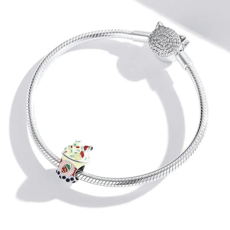 (bilde for) Pandora Style Ice Cream Milk Tea Charm - SCC1947 - Vis 4