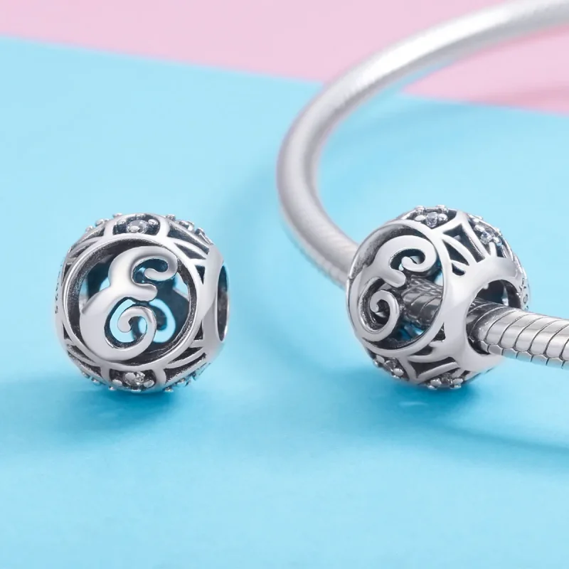 (bilde for) Pandora Style Letter-E Charm - SCC738-E - Vis 3