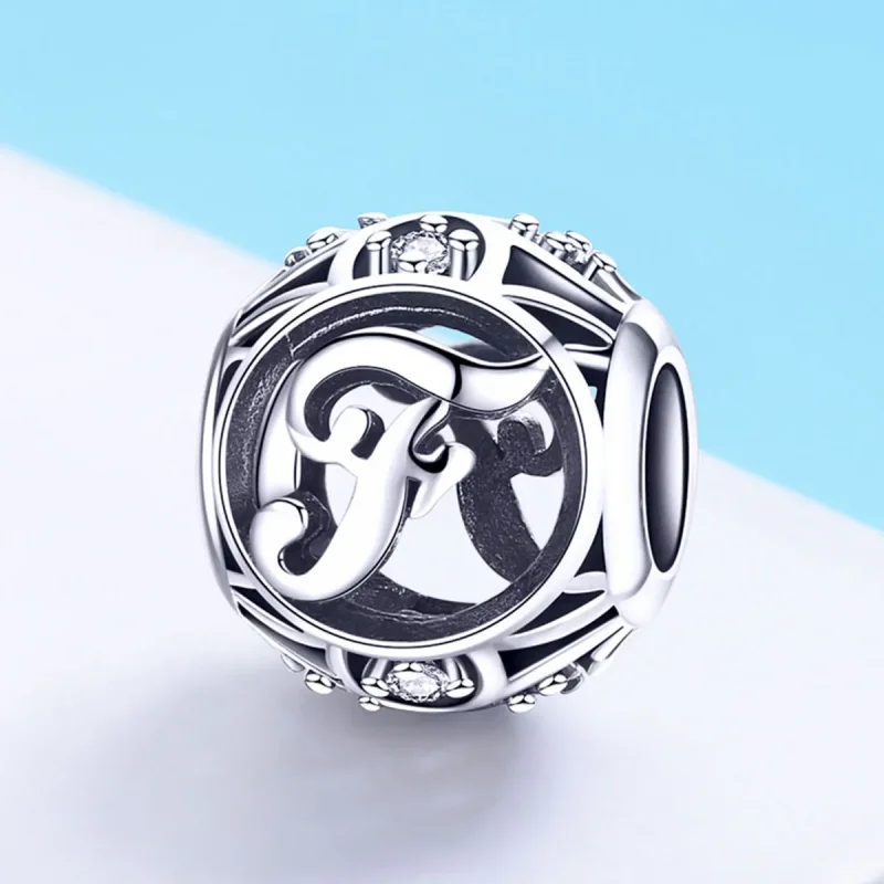 (bilde for) Pandora Style Letter-F Charm - SCC738-F - Vis 2