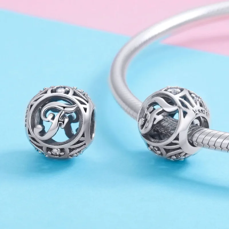 (bilde for) Pandora Style Letter-F Charm - SCC738-F - Vis 3