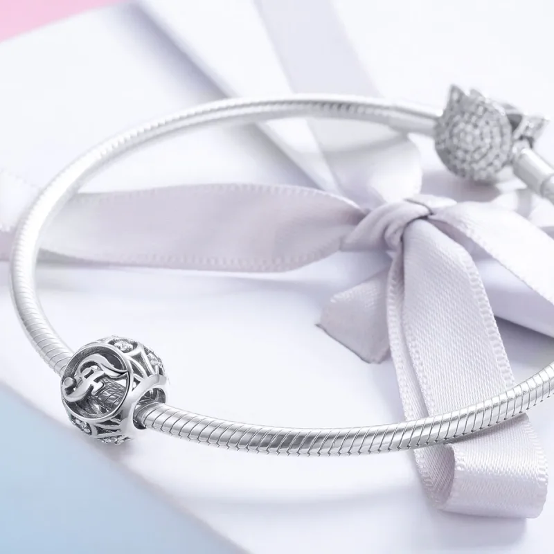 (bilde for) Pandora Style Letter-F Charm - SCC738-F - Vis 4