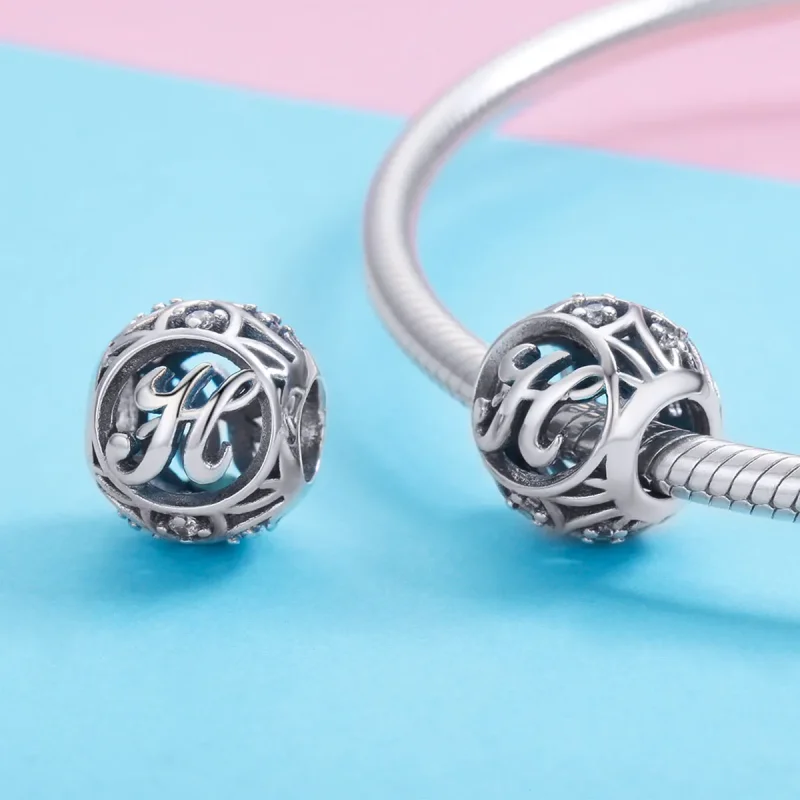 (bilde for) Pandora Style Letter-H Charm - SCC738-H - Vis 3